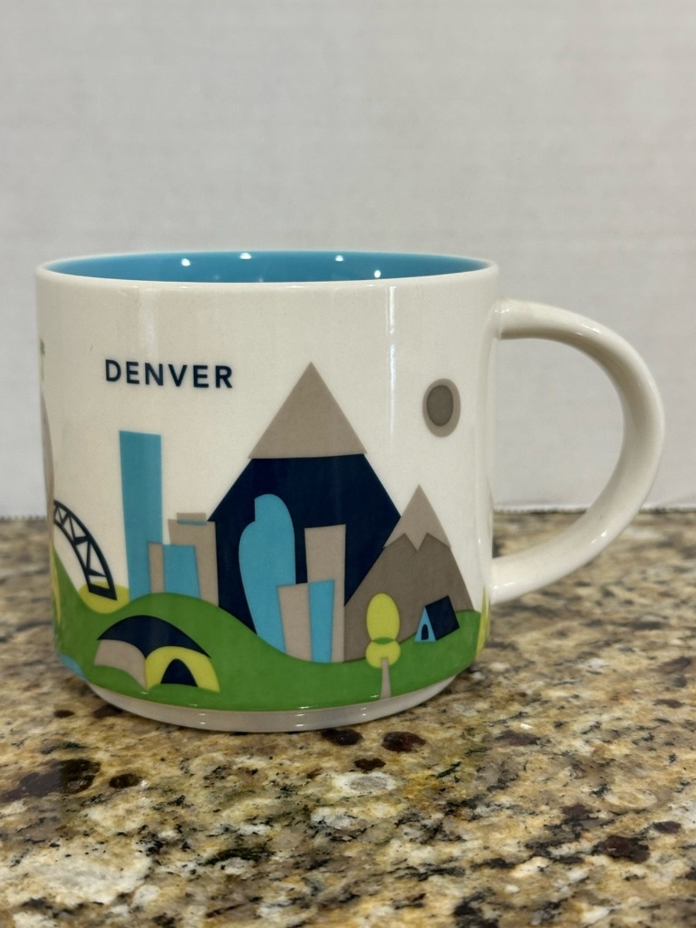 Starbucks Denver Skyline Mug - Blue Interior, Green Accents